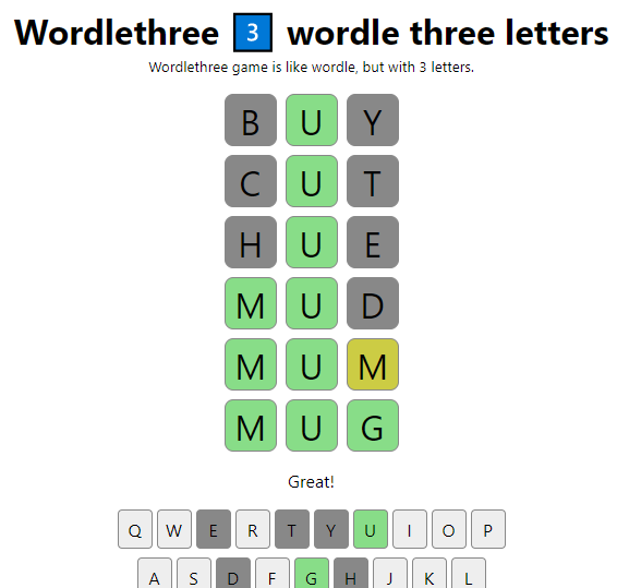 Wordlethree